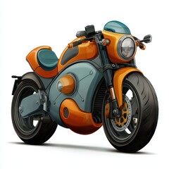 Obraz premium Futuristic orange motorcycle isolated on white background