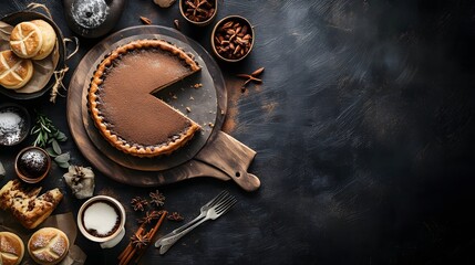 Dessert With Dark Elegant Background