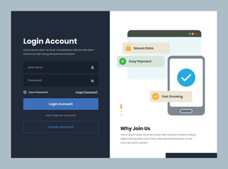 Minimalist user form for login page interface design with illustration