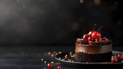 Dessert With Dark Elegant Background