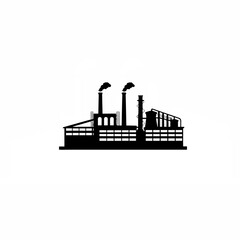 Obraz premium A vector of a steel factory with smoke stacks silhouette on white background