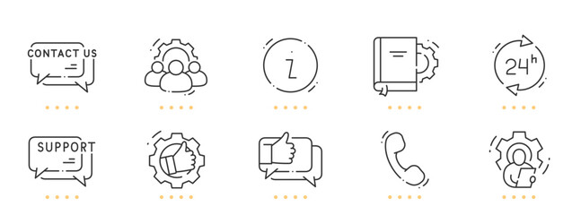 Support, contact us line icons. Editable stroke