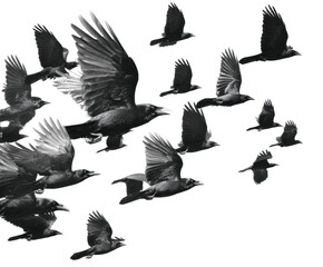 Flocking birds in flight natural scene wildlife sky