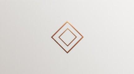 Minimalist design featuring two concentric diamond shapes with gradient gold and brown tones on a plain white background.