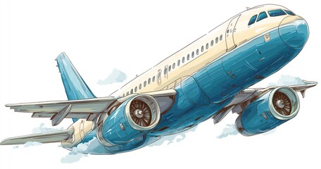 Ascending Airplane Vector Illustration for Travel, Aviation, and Design Projects