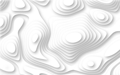 Abstract white paper cut background with lines. Background of the topographic map. Abstract wavy line paper cut white background Abstract soft white background with waves, textured Papercut background