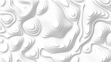Abstract white paper cut background with lines. Background of the topographic map. Abstract wavy line paper cut white background Abstract soft white background with waves, textured Papercut background