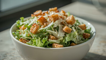 Classic Caesar Salad with Romaine Lettuce and Parmesan