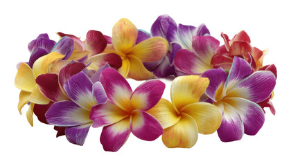 Colorful plumeria flower lei tropical floral arrangement