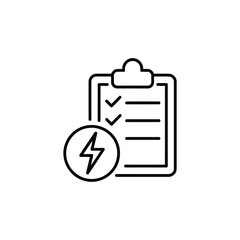 Checklist with lightning bolt icon representing energy efficiency or power management tasks