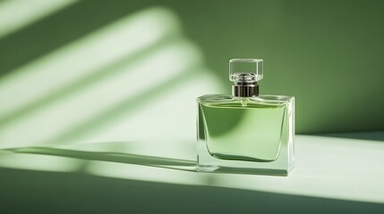 perfume bottle with green background