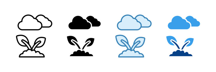 Plant Cloud Icon Set Multiple Style Collection