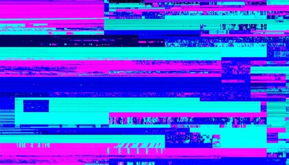 Fototapeta premium Abstract Glitch Art Vibrant Neon Hues and Digital Distortion