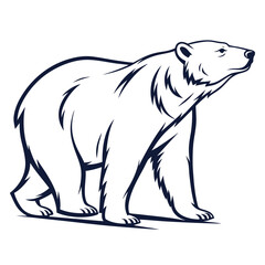 Obraz premium Vector illustration of a polar bear in profile with dark blue outline on a white background animal
