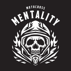 Vintage illustration of motocross rider helmet logo