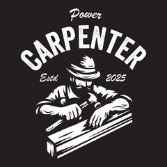 Vintage illustration of a carpenter carving logo