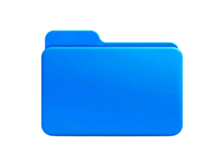 Blue folder icon isolated on transparent background