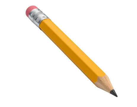 Short Yellow Pencil with Eraser at the End - Isolated .