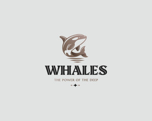 Fototapeta premium Colorful unique gradient Whale tech studio logo template for company