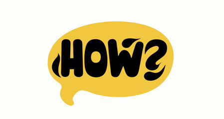 Yellow Speech Bubble with How Question Mark
