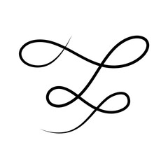 Calligraphic swirl flourish vector ornament 