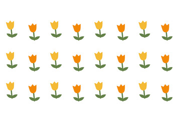 Tulips in Rows Illustration