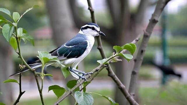 Blue tit bird perched on a tree branch 4k animal video footage
