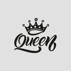 Queen Crown Logo Design: Black and White Typography