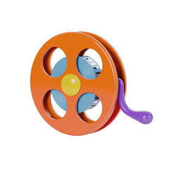 Fototapeta premium Colorful film reel design for graphic projects related to cinema, media, and video production, a vintage retro symbol of motion pictures.