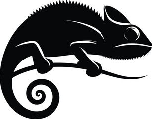 Chameleon Silhouette Vector illustration isolated on a white background