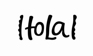 Handwritten Hola Text Graphic, Spanish Greeting