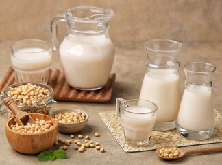 Susu Kedelai. Soy milk is a drink produced from ground soybeans and mixed with water.