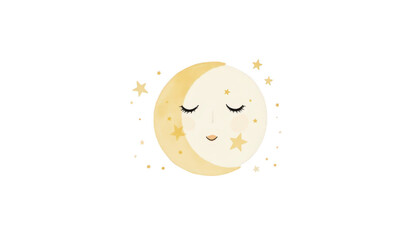 Fototapeta premium Charming cartoon moon with twinkling stars, a whimsical night sky illustration for kids