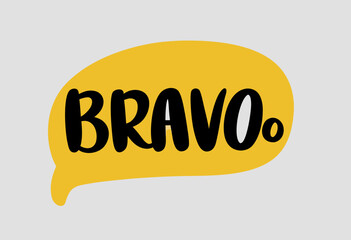 Bravo! Yellow Speech Bubble Handwritten Text Graphic