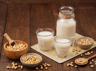 Susu Kedelai. Soy milk is a drink produced from ground soybeans and mixed with water.