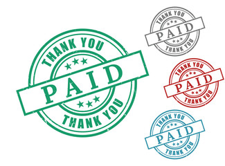 Paid Stamps Green Red Blue Transaction Approved Graphics