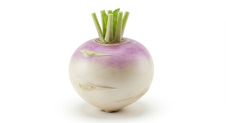 Fresh Purple Top Turnip Isolated on White Background