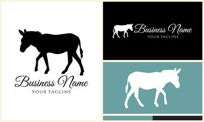 Donkey Silhouette Logo Design Variations.