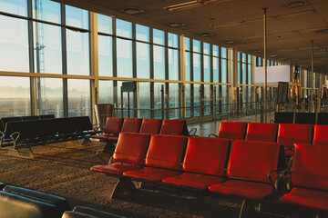 Empty Airport Terminal Interior with View Overlooking the Tarmac
