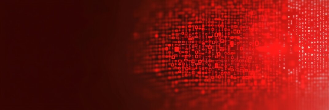 red digital data stream background for technology and cybersecurity concepts
