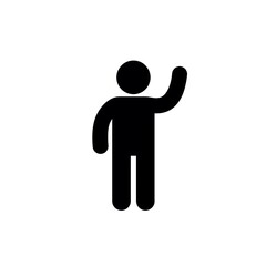 Stick Figure Waving Hand Silhouette Greeting Gesture Communication Icon
