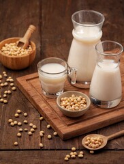 Susu Kedelai. Soy milk is a drink produced from ground soybeans and mixed with water.