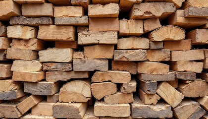 Fototapeta premium Pile of Wood Lumber Timber Planks Stacked