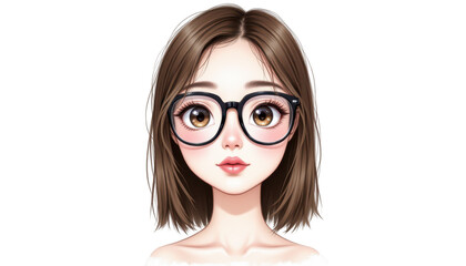 Fototapeta premium Girl with glasses, a portrait of focused learning and modern style stylish