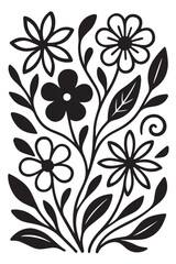 Seamless floral pattern with vintage flower illustration and ornate leaf decoration for textile design