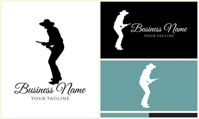 Cowboy Silhouette Holding Guns.