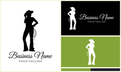 Cowgirl Silhouette Logo Design. (3)