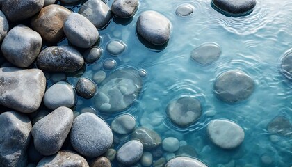River Stone in Clear Blue Water