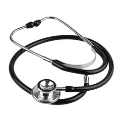 Classic Medical Stethoscope with Silver Chestpiece, isolated on transparent background