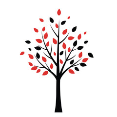 Fototapeta premium Abstract Red and Black Tree Silhouette